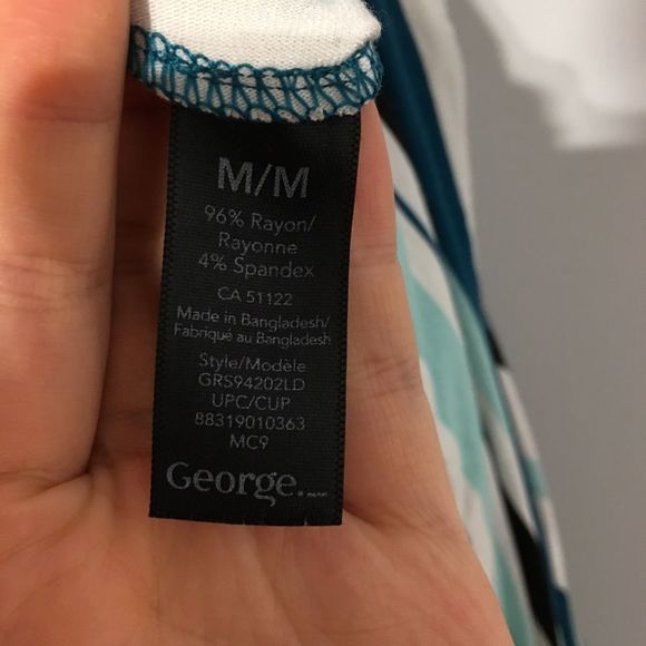 George women’s blue black white tie front striped romper size M - Picture 4 of 8